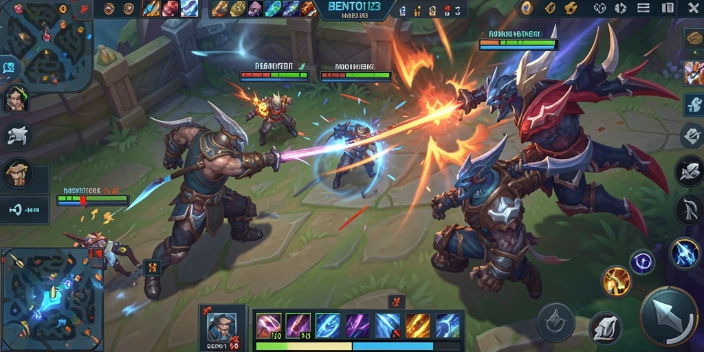 Screenshot utama gameplay BENTO123 menampilkan aksi pertarungan seru.