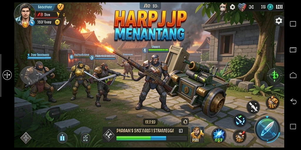 Tampilan gameplay HARAPJP yang menonjolkan pertempuran strategi.