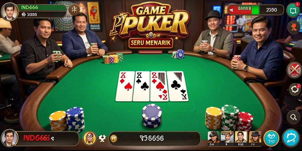 Tampilan screenshot utama IND666 menampilkan gameplay poker yang seru dan mendebarkan.