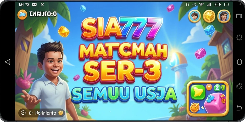 Tampilan gameplay seru dari SIA777 dalam suasana Match-3 yang menyenangkan.