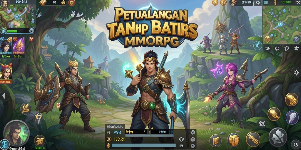Tampilan gameplay V98 yang menakjubkan dengan pertarungan epik di dunia MMORPG.